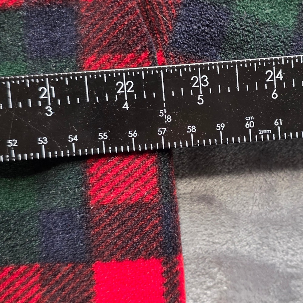Vintage Gap Fleece Pullover M Red Green Mens 1/4 Zip Plaid Polyester Mock Neck - Picture 10 of 10